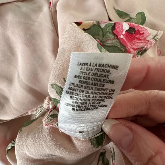 NWT Leith Pink Adobe Taupe Pink Red Floral Print Bell Sleeve Ruffle Wrap Top S - Picture 14 of 14